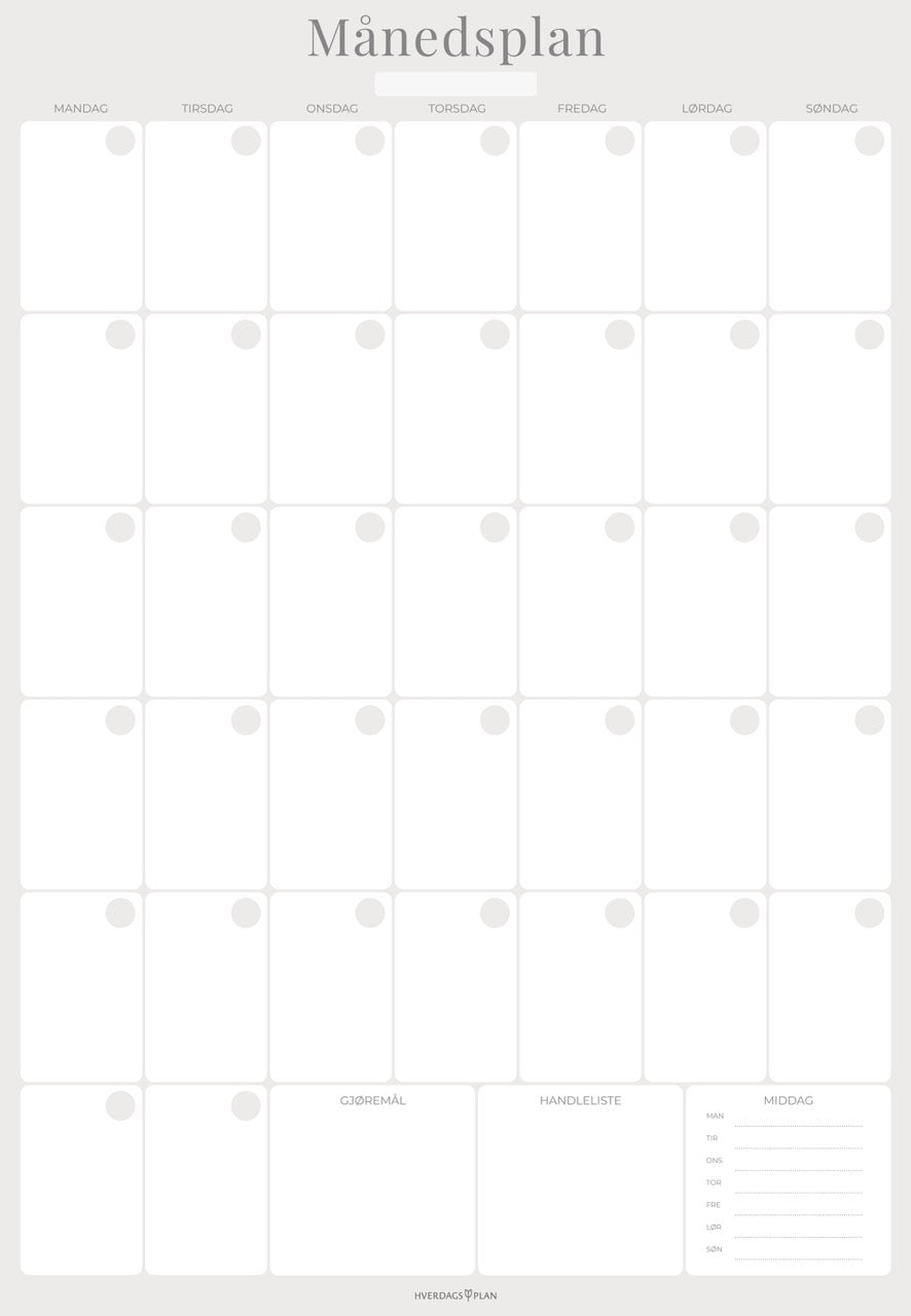 Månedsplan Stor