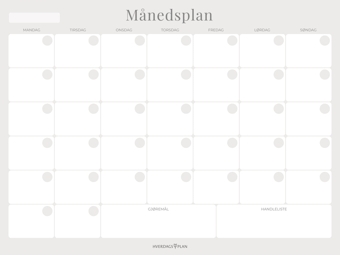 Månedsflyt - Månedsplan