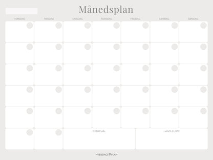 Månedsflyt - Månedsplan